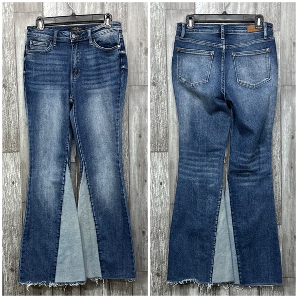 Judy Blue Frankie Two Tone Panel Flare Jeans [5100] - Picture 3 of 12